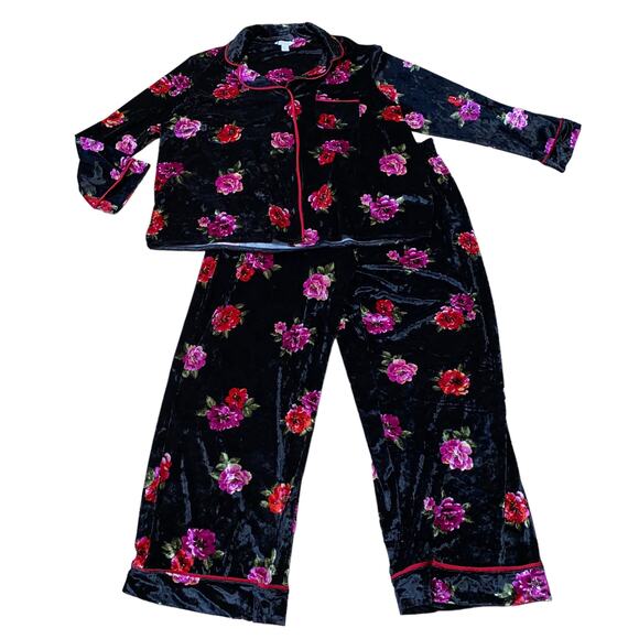 Sofia Intimates by Sofia Vergara Floral Print Pajama Set Black 2X (18W-20W) NWTs - Picture 1 of 5